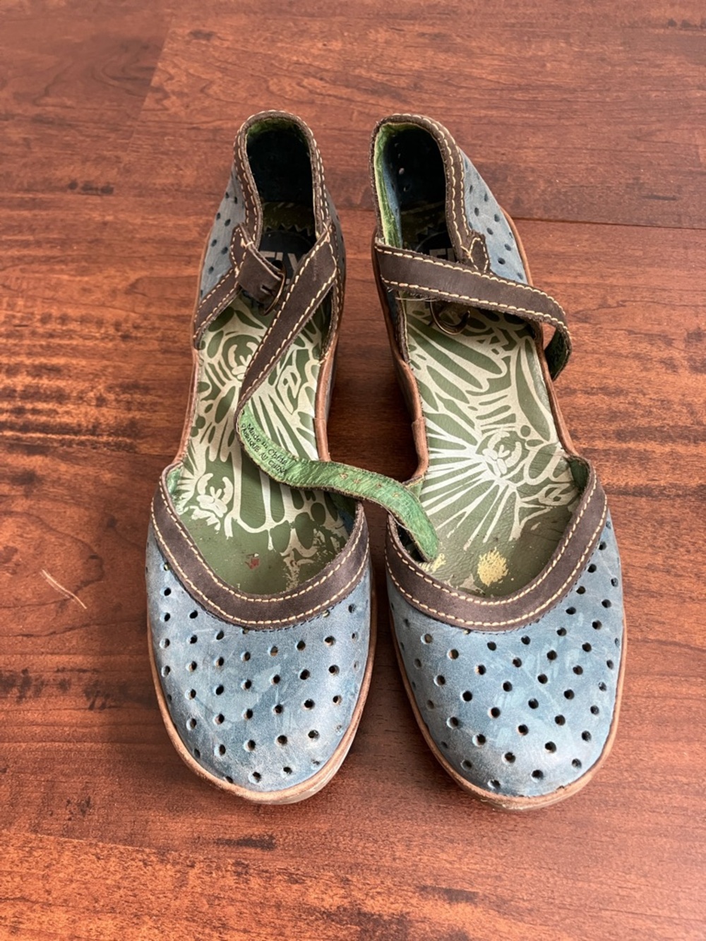 Fly London wedge sandals teal size EU 8